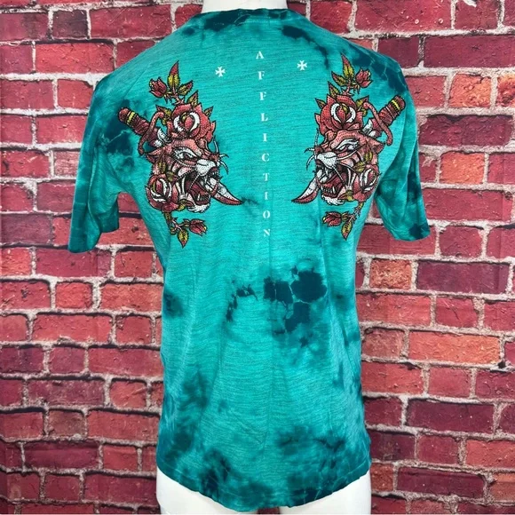 Affliction Black Label Men’s Tiger Rhinestone Short Sleeve T-shirt- XL /3XL -NWT - Picture 9 of 14